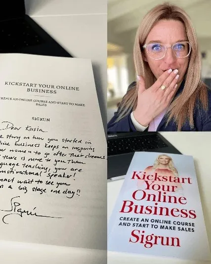 A reader holding Kickstart Your Online Business