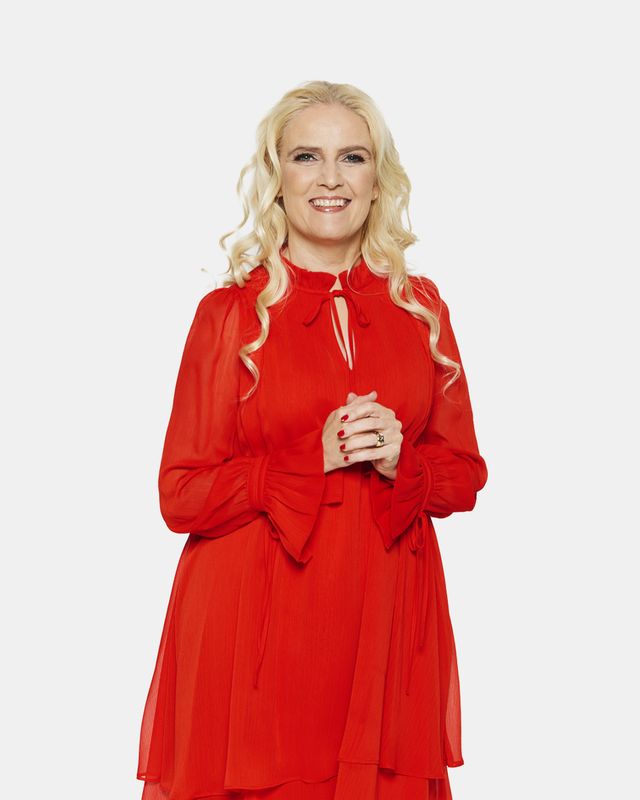 Sigrun in a red dress